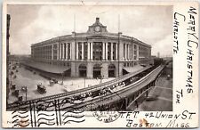 VINTAGE POSTCARD SOUTH RAILWAY TERMINAL STATION AT BOSTON POSTED 1905 picture