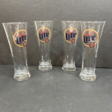 Vintage Set Of 4 Miller Lite Tall Pilsner Glasses A True Pilsner Beer picture
