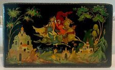 VTG 1971 Signed Russian Hand-painted Artwork Lacquer Box #8535-See Inscriptions picture