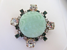 Outstanding Czech Vintage Glass Rhinestone Button  Crystal & Shades of Green picture