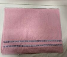  Stevens Vintage Bath Towel 100% Cotton Pink Navy Blue check on edge 38