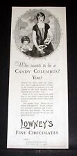 1924 OLD MAGAZINE PRINT AD, LOWNEY'S FINE CHOCOLATES YOU CAN BE CANDY COLUMBUS picture