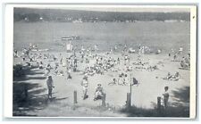 c1940's Sacandaga Park Beach Reservoir Crowd Lake Swimming New York NY Postcard picture