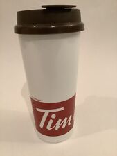 TIM HORTONS COFFEE TRAVEL MUG TUMBLER WHIRLEY RED WHITE 2016 16OZ picture