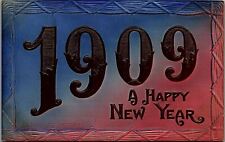 1909 HAPPY NEW YEAR TRENTON NEBRASKA DEEPLY EMBOSSED POSTCARD 39-23 picture
