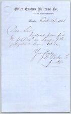 Eastern Railroad Freight Office 1863 ALS Letterhead re: $9 Enclosed Scarce picture