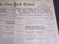 1919 APRIL 16 NEW YORK TIMES - FIUME NOW CHIEF PEACE OBSTACLE - NT 6973 picture