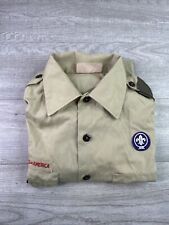 Vintage Boy Scouts of America Uniform Short Sleeve XL Youth Shirt W/ Patches picture