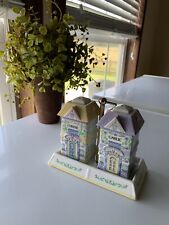 Vintage 1993 Lenox Spice Village Cheese And Garlic Shakers And Caddy EXCELLENT picture