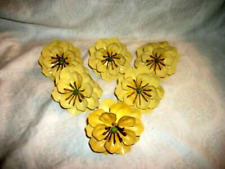 ITALIAN TOLE YELLOW FLOWER NAPKIN RINGS SET 6 ITALY HOLLYWOOD REGENCY 1960s picture