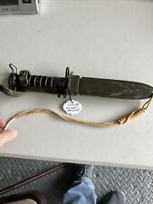 WWII Era US Army M1 Carbine Bayonet w/Leather Handle Imperial w/M8A1 Scabbard #1 picture
