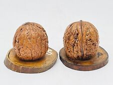 Vintage Handmade Real Large Walnuts Salt & Pepper Shakers Handmade picture