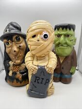 Halloween Monsters Blow Mold Frankenstein Mummy & Witch 2001 Vintage Dynagood picture