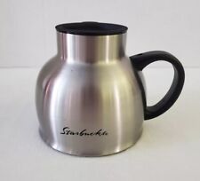 Vintage Starbucks Chubby Silver Stainless Steel Mug Made in Korea w/ Lid 16 oz picture