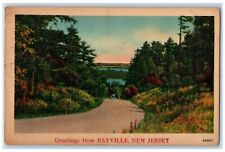 1948 Greetings From Bayville New Jersey NJ, Road Car Lake View Vintage Postcard picture