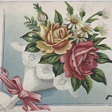 Roses Greetings Vintage Postcard  Roses  Antique Floral Embossed W.E. Brown picture