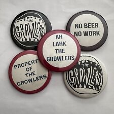 Vintage THE GROWLERS 3” Large Buttons Pins Lot Brooks Nielsen Beach Goth Surfing picture
