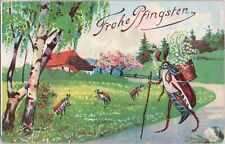 ZAYIX Happy Pentecost Frohe Pfingsten Anthropomorphic May Bug Dressed as Hiker picture