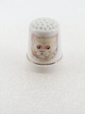 VTG Persian White Kitty Cat Porcelain Thimble picture