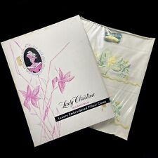 Vintage 1950s Lady Christina Montreal Washable Luxury Embroidered Pillow Cases picture