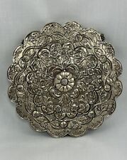 Vintage 900 Silver Turkish Wedding Mirror - Round with Floral Repousse Design picture