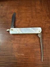 VINTAGE MINI MINIATURE MOP MOTHER OF PEARL KEYCHAIN POCKET KNIFE picture
