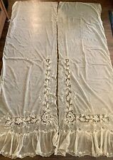 Pair Antique French Tambour Lace Curtains With Separate Valance picture