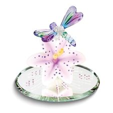 Dragonfly and Lavender Lily w/ Base Glass Figurine picture