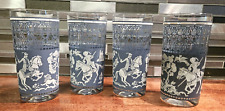 Vintage Blue Drinking Glasses Arabian Knights Castle Jeanette Wedgewood Set of 4 picture