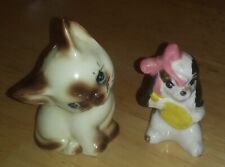 Lot Of Two Mismatched Pepper Shakers Dog And Cat picture