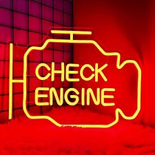 Red Check Engine Neon Sign USB Power Man Cave Auto Repair Shop Garage Wall Decor picture