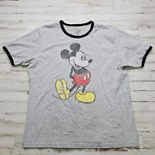 Walt Disney Retro Ringer Tee Mickey Mouse Crew Neck T-Shirt Adult XL - Cotton picture