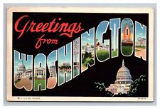 Postcard Washington District of Columbia Greetings Large Letter Curt Teich picture