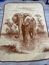 RARE VINTAGE SAN MARCOS BLANKET ELEPHANT THICK AND PLUSH 90H X 65W  REVERSAL picture
