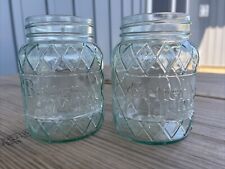 Vintage Better Homes & Gardens Diamond Print Pint Size Canning Jar Lot Of 2 picture
