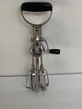 Vintage EKCO Stainless Manual Hand Mixer-Egg Beater Black Handle Cooking Tool picture