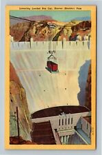 Boulder Dam NV, Lowering Loaded Box Car, Nevada Vintage Postcard picture