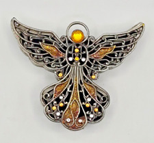 Bejeweled Crystal Enameled and Filigree Design Angel Trinket Box Felt Interior picture