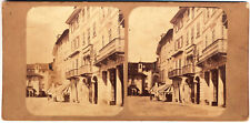 1860s Orta San Gulio Italy Street Scene Real Photo Stereoview Great Details picture