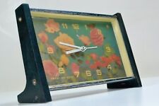 1970s Golden Rooster Lenticular Floral Design Stylish Mech Table Clock - Working picture