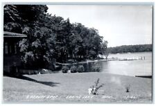 1956 Beauty Spot Spring Lake Dock House View Michigan MI RPPC Photo Postcard picture
