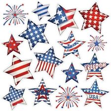 16Pcs Patriotic Refrigerator Magnets Red Blue Stars Firework Magnetic Stickers  picture