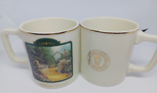 Pair of Thomas Kinkade Hidden Cottage Coffee Tea Mug Painter of Light USA Gold picture