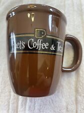 PEET’S COFFEE & TEA CHOCOLATE BROWN COFFEE MUG WITH BANNER TYPE LOGO picture