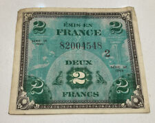 Original WWII US Allies 1944 Invasion of France Money 2 Francs D-Day Overlord picture