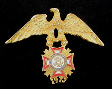 Vintage VFW Veterans of Foreign Wars Gold Tone Eagle Pin 1973 picture