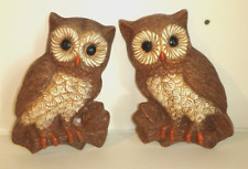 Set Of 2 OWL Wall Hangings - Retro Wall Decor Vintage 1960/70's picture