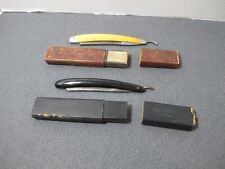 Antique 2pc Straight Razors w Sleeves Crown JR Torrey & H Boker Unrivaled Fremon picture