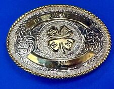 4h emblem logo  Engraved trophy style 2012 western two tone belt buckle picture