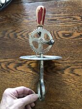 Antique A&J Egg Beater Red Wood Handle Hand Mixer 100 Yrs Old Dated 10/9/1923 picture